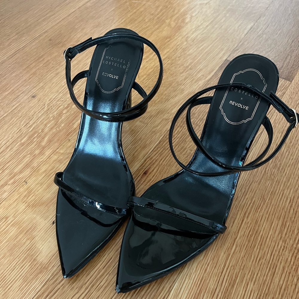 Michael Costello x Revolve Glossy Black Heels